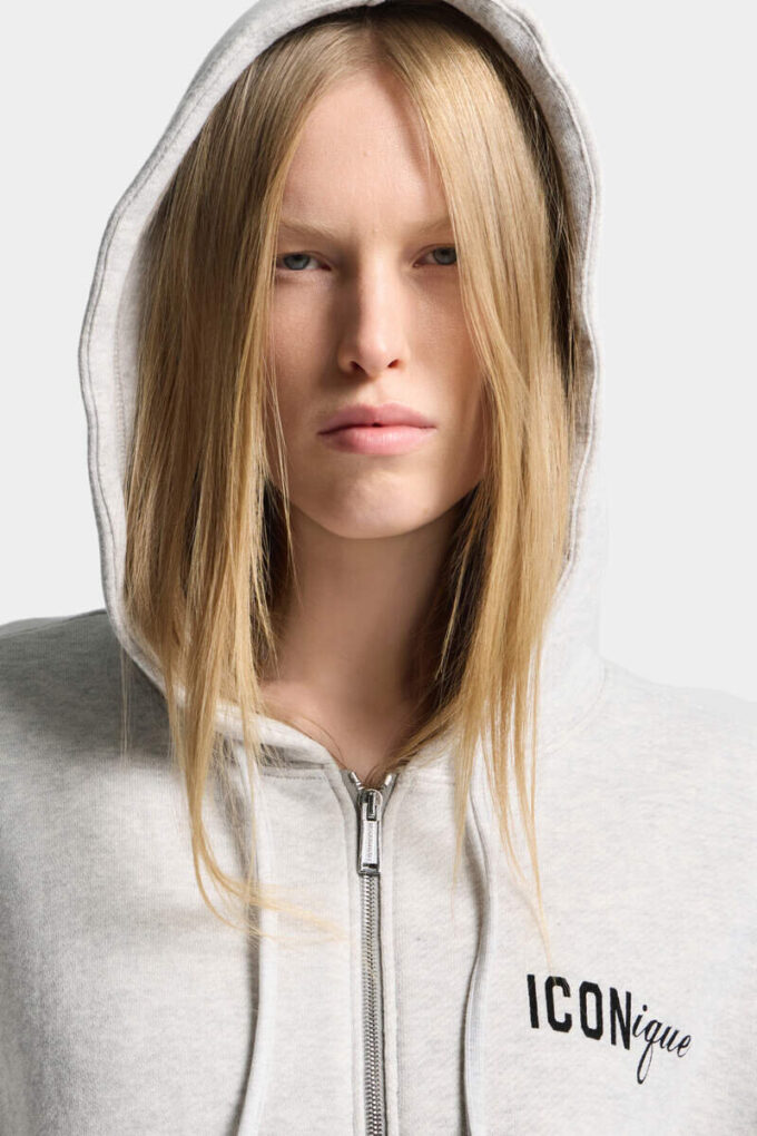 Sweat à capuche zippé Iconique à coupe boyfriend