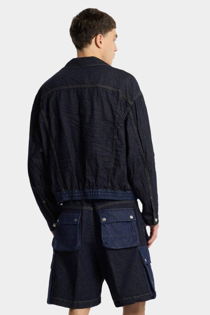 Veste en jean cargo délavage foncé Veste en jean cargo délavage foncé