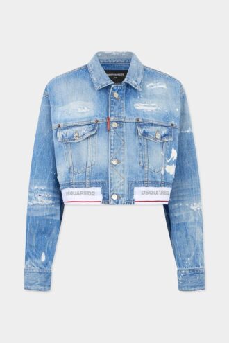 Veste en jean carrée délavée claire