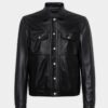 Veste en jean carrée en cuir Veste en jean carrée en cuir