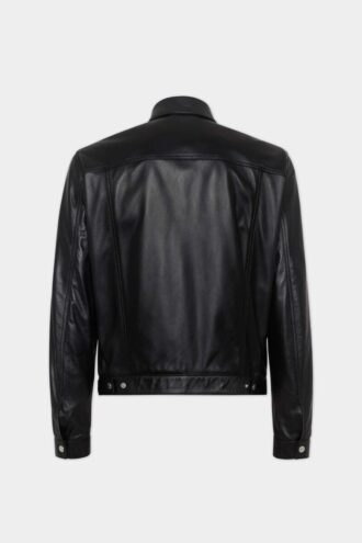 Veste en jean carrée en cuir