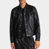 Veste en jean carrée en cuir Veste en jean carrée en cuir