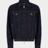Veste en jean délavé foncé avec cordon de serrage Veste en jean délavé foncé avec cordon de serrage