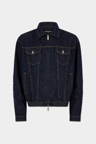 Veste en jean délavé foncé avec cordon de serrage