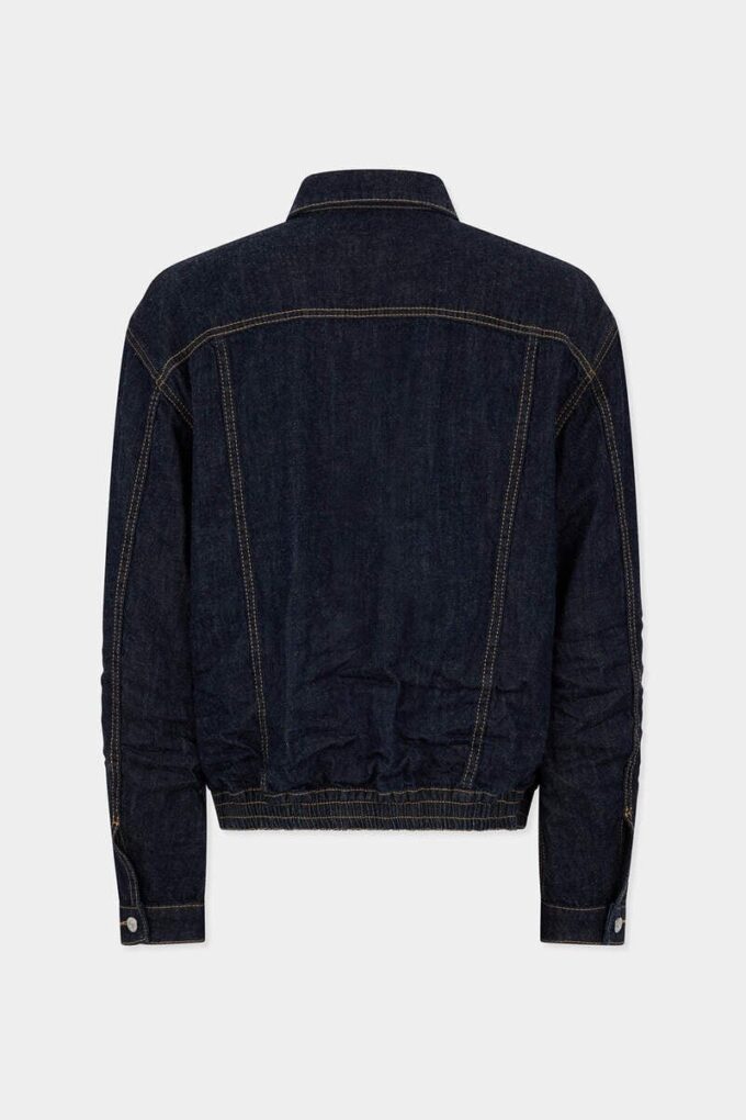 Veste en jean délavé foncé avec cordon de serrage Veste en jean délavé foncé avec cordon de serrage