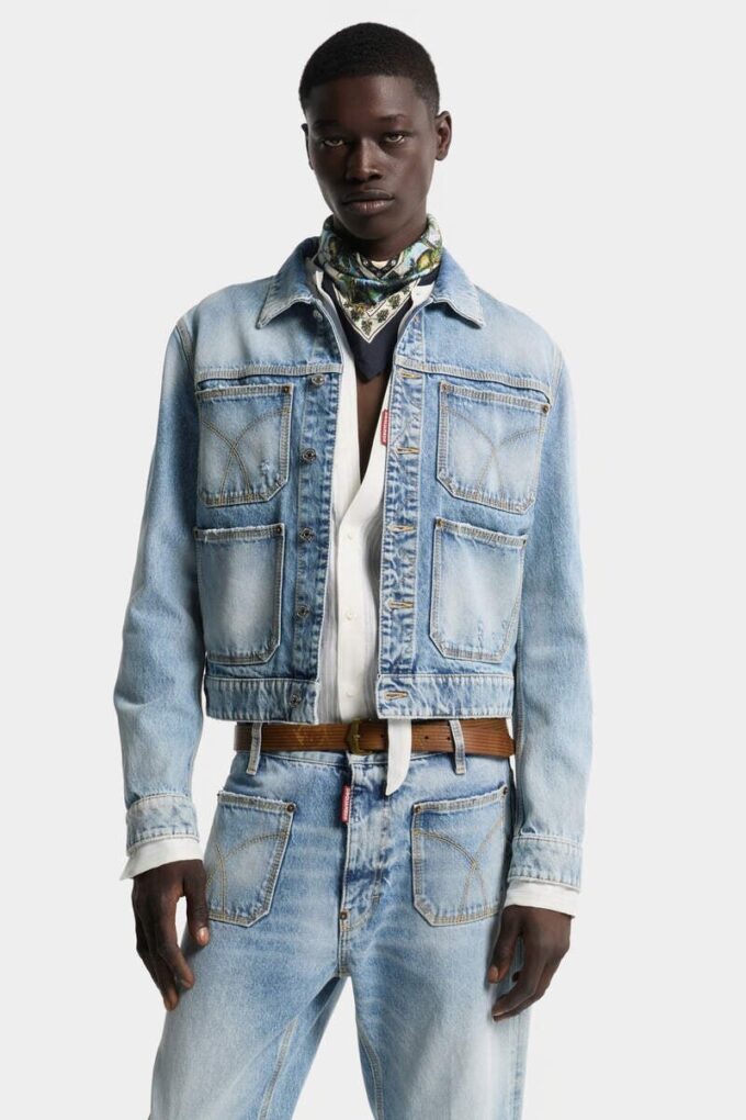Veste en jean délavé « Light Diagonale » style années 70 Veste en jean délavé « Light Diagonale » style années 70