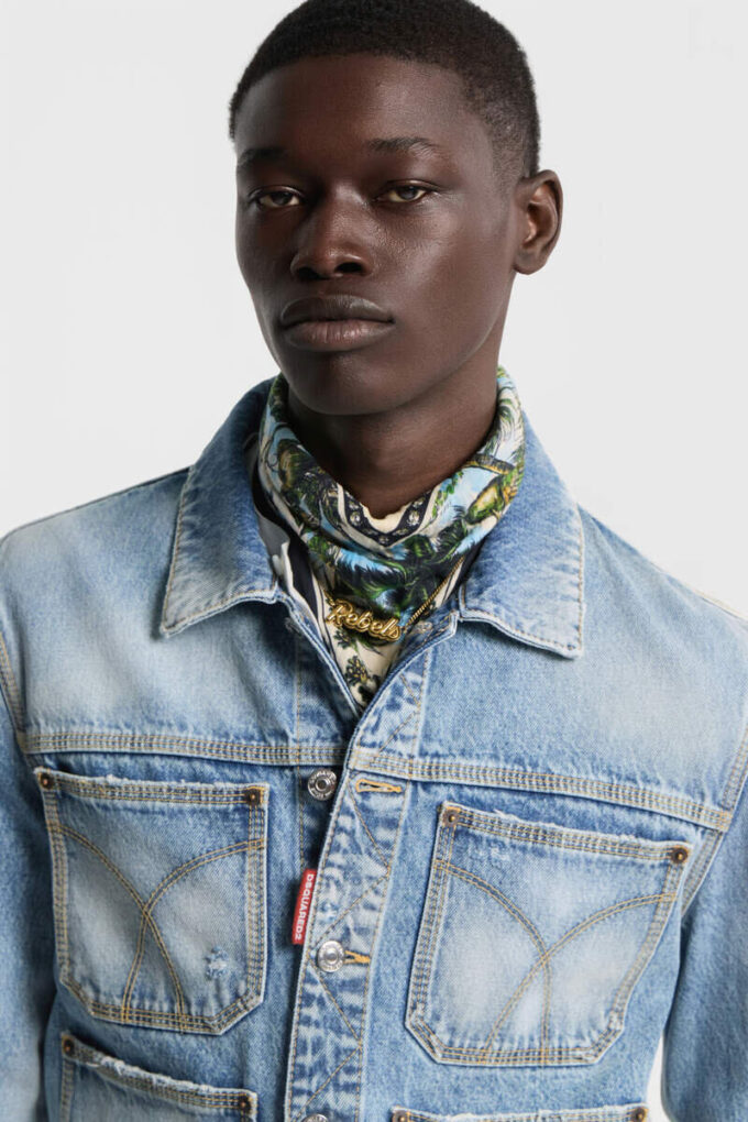 Veste en jean délavé « Light Diagonale » style années 70 Veste en jean délavé « Light Diagonale » style années 70