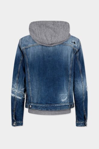 Veste en jean délavée à déchirures moyennes