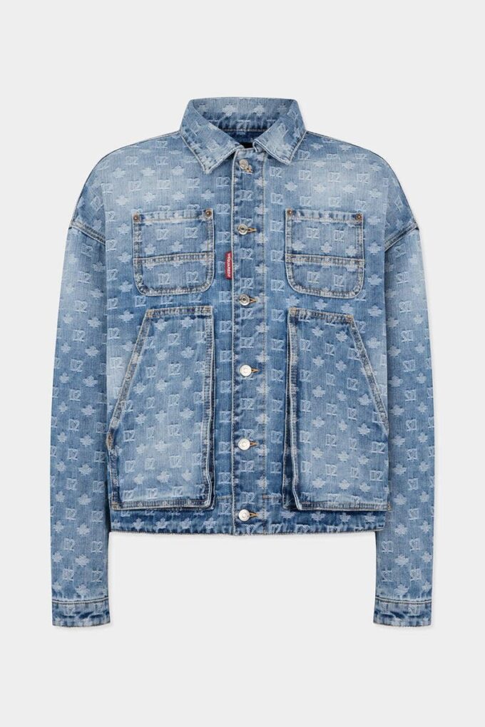 Veste en jean utilitaire délavée claire Veste en jean utilitaire délavée claire