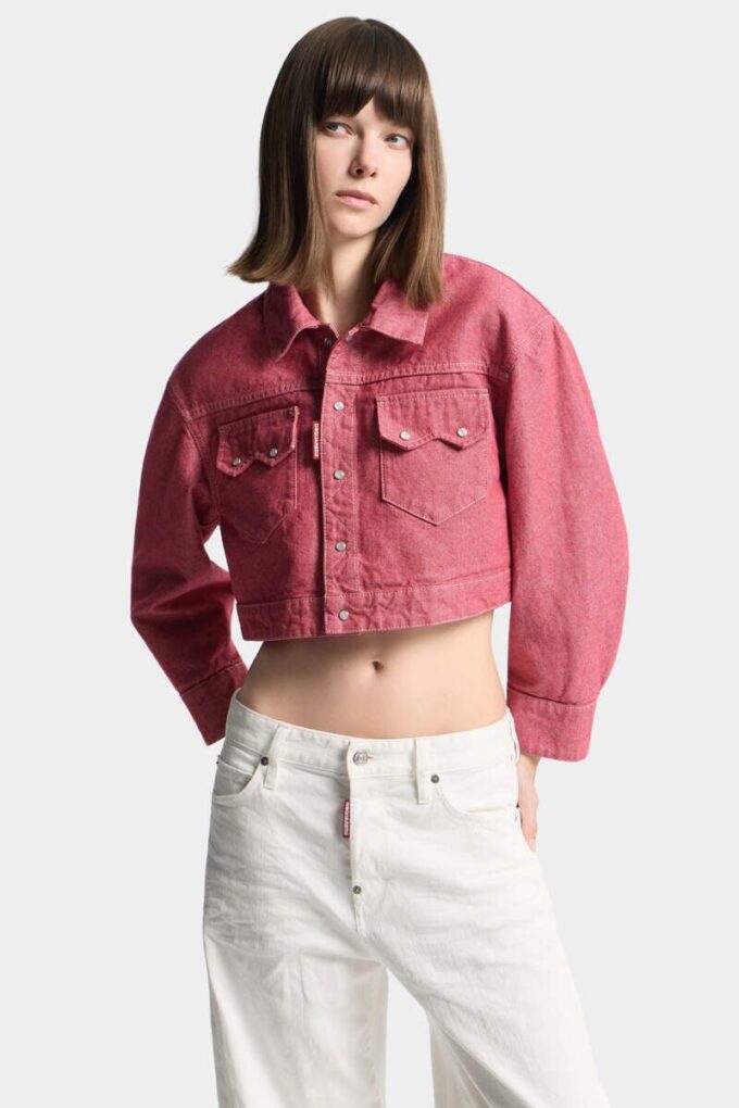 Veste en jeans carrée en denim Oxford