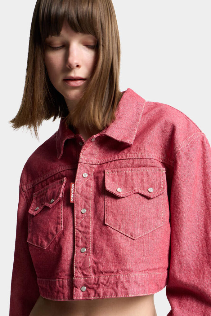 Veste en jeans carrée en denim Oxford